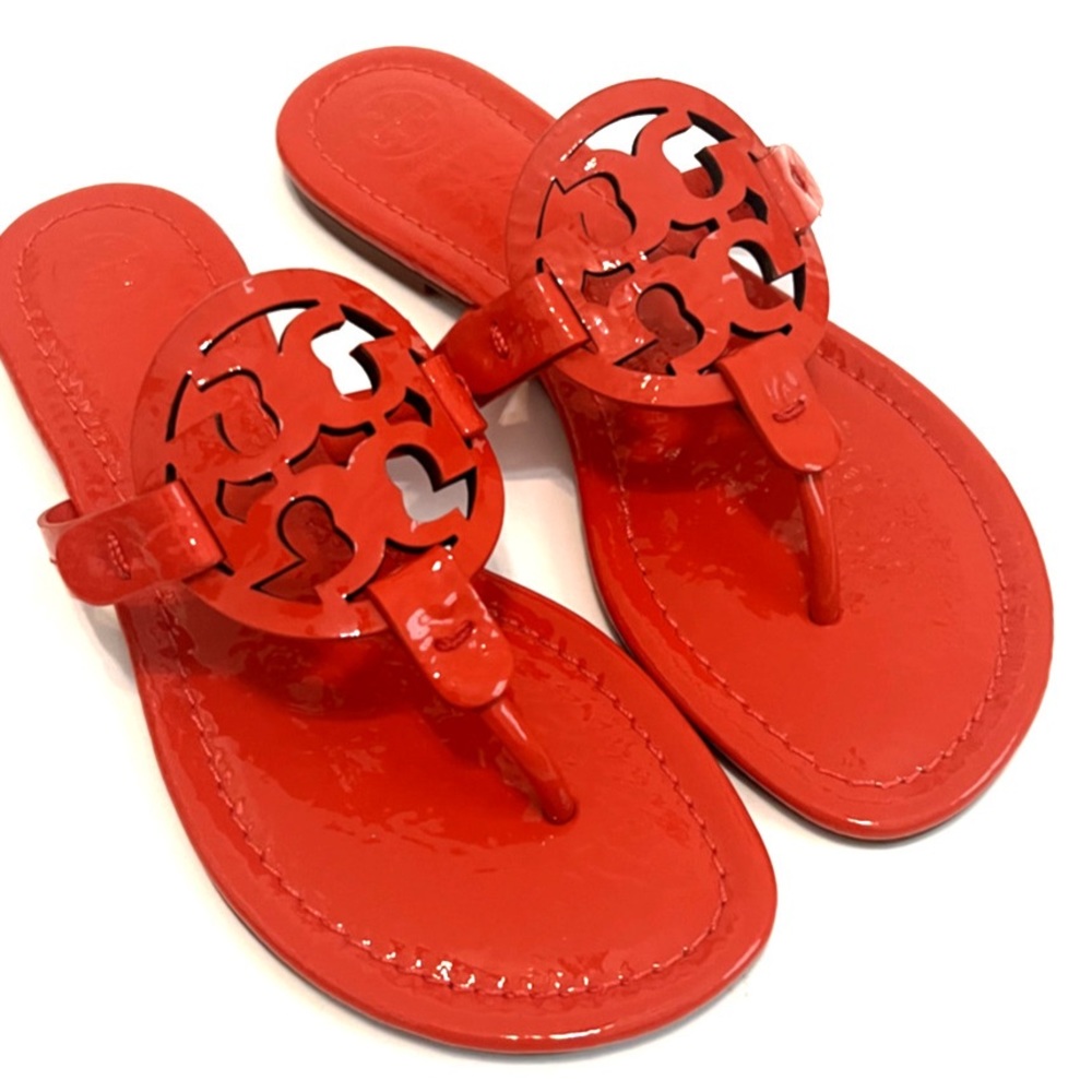 Tory Burch Bright Samba Patent Leather Miller Thong Sandals 7.5 Women’s